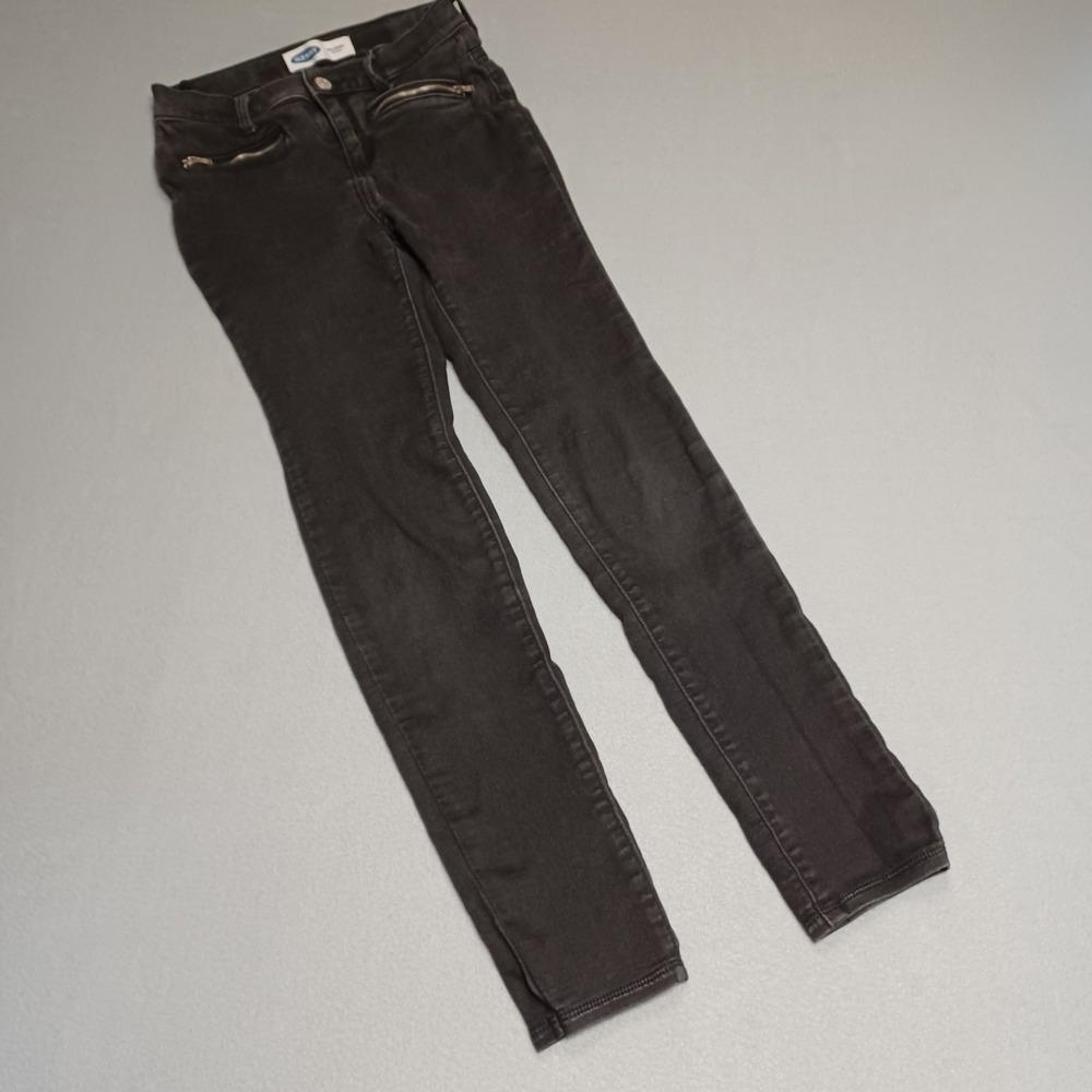 Old Navy Jeggings Girls 14 Black Ballerina Black Rinse Zipper Faux Pocket Pants